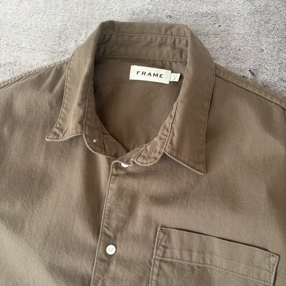 Frame Men's M Khaki Twill Button Down Shirt - Picture 5 of 14
